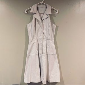 White Razor Back Button Up Dress Jean Material